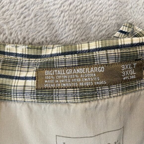 Haggar Mens Plaid Button-Down Shirts 3XLT 100% Cotton Blue & Green Lot Of 2 - Picture 8 of 10